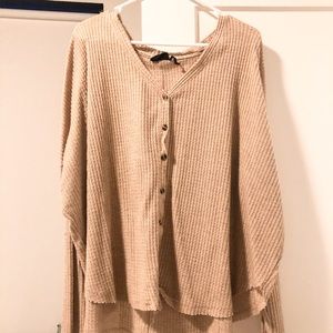 Urban Outfitters Jojo Oversized Thermal Waffle Top
